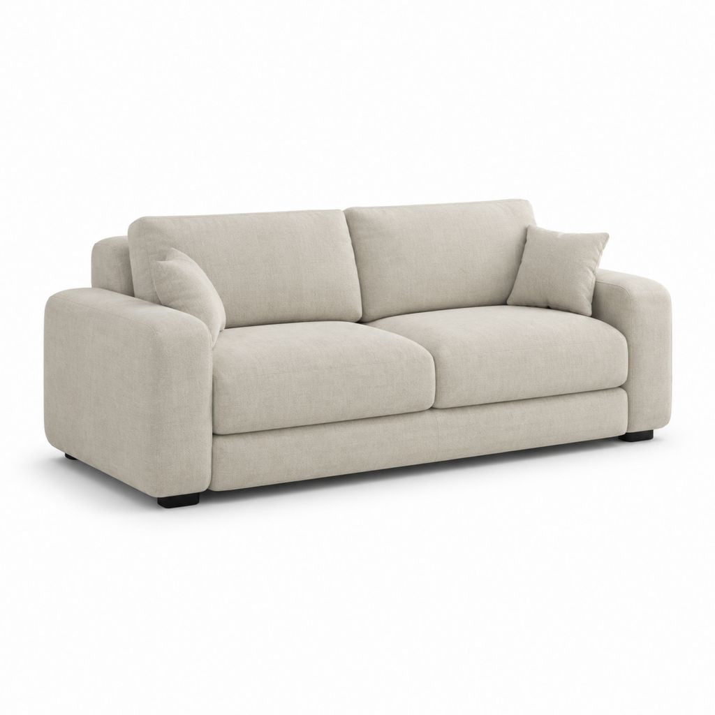 Canapé 2 places beige en polyester forme droite 180 x 90 x 85 cm