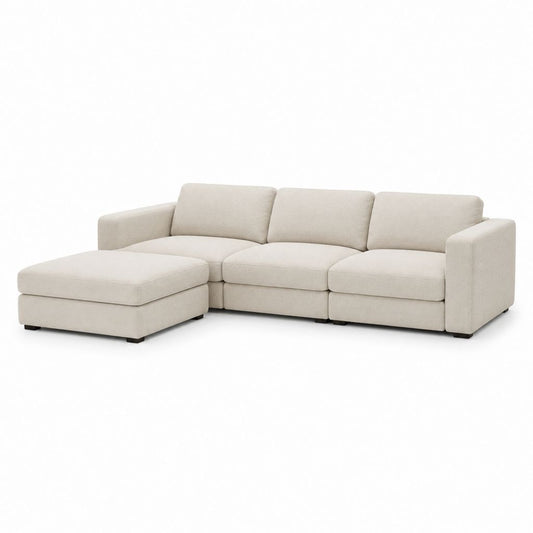 Canapé d'angle 3 places avec méridienne gauche beige en polyester 260 x 160 x 85 cm